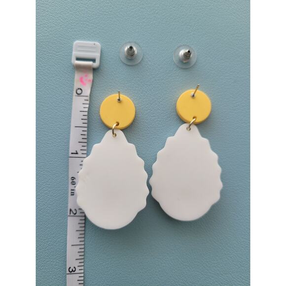 Handmade Mexican Terra Cotta Barro Inspired Dangle Post Earrings Light Weight - Picture 3 of 4